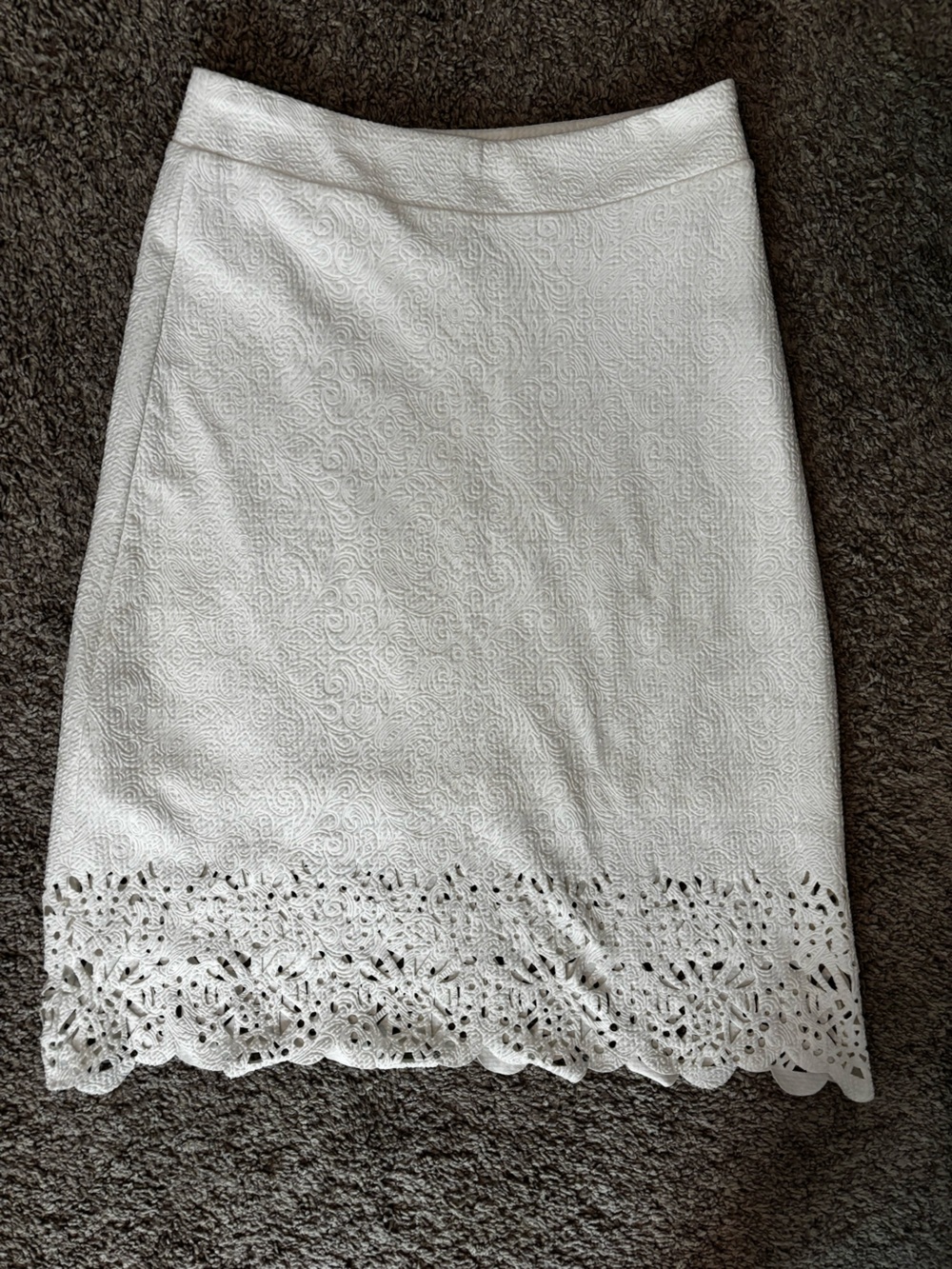 NWT Zink London White Lace-Hem Pencil Skirt Small